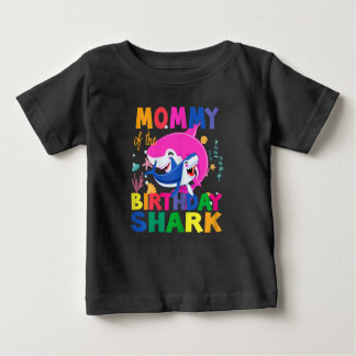 Camiseta Para Bebê Mamãe do aniversário do tubarão de aniversário
