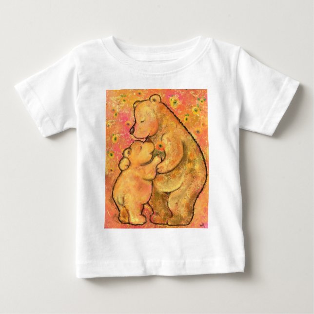 Camiseta Para Bebê Mamãe e Bebê Urso - Abraço - (Frente)