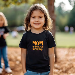 Camiseta Para Bebê Mamãe Meu Super-Herói Eterno laranja