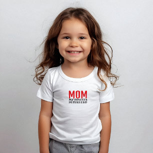 Camiseta Para Bebê Mamãe Meu Super-Herói Para Sempre preto vermelho