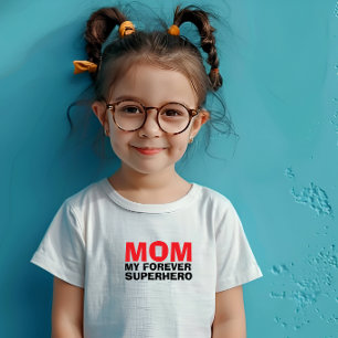 Camiseta Para Bebê Mamãe Meu Super-Herói Para Sempre vermelho preto
