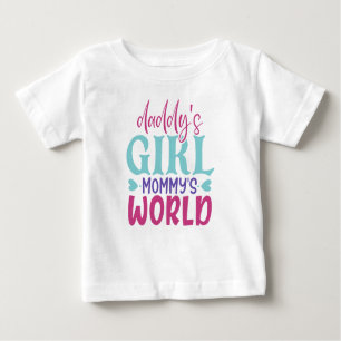 Camiseta Para Bebê mamãe pai bonitinha arte mundial de palavra