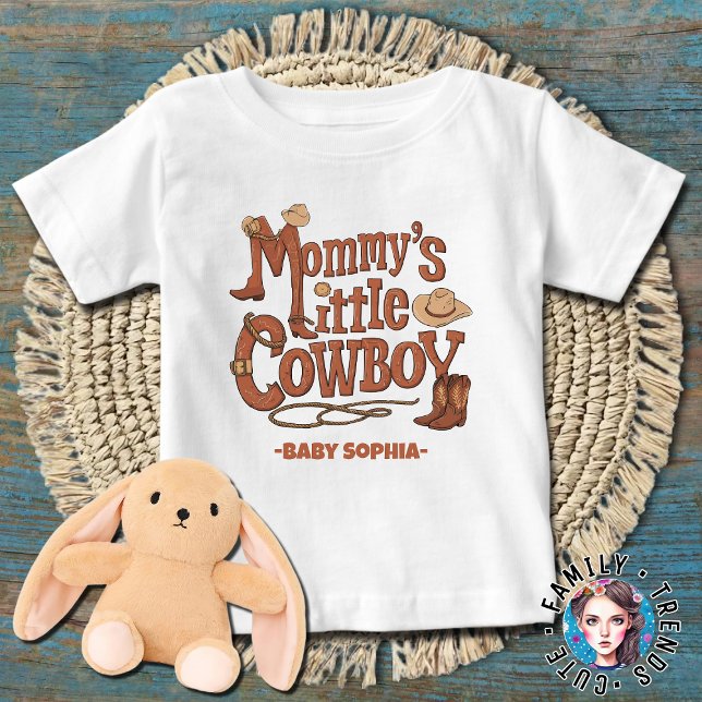Camiseta Para Bebê Mamãe Pequeno Cowboy (Criador carregado)