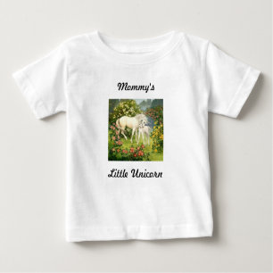 Camiseta Para Bebê Mamãe Pequeno Unicórnio