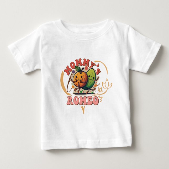 Camiseta Para Bebê mamãe romeo adorável T-Shirt (Frente)