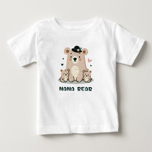 CAMISETA PARA BEBÊ MAMÃE URSO (Frente)