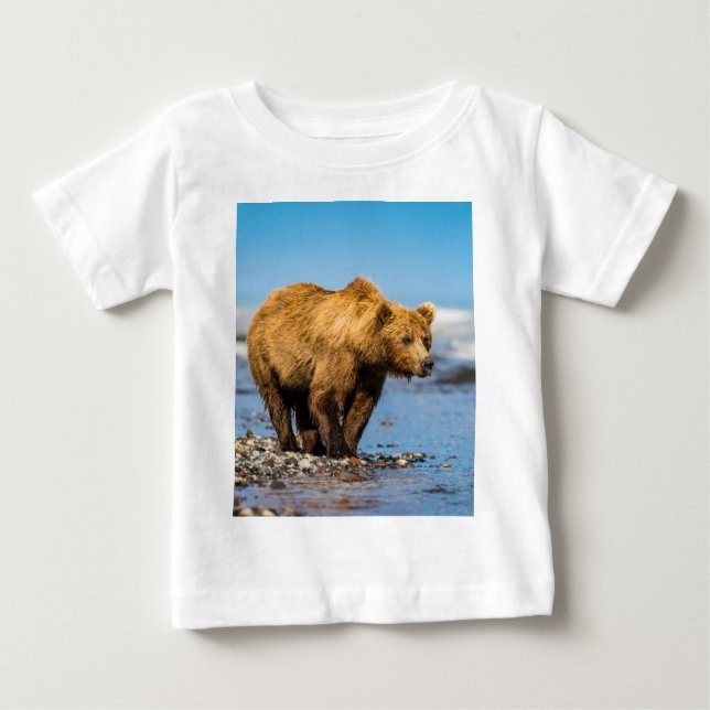 Camiseta Para Bebê Mamãe urso observando seus dois filhos (Frente)