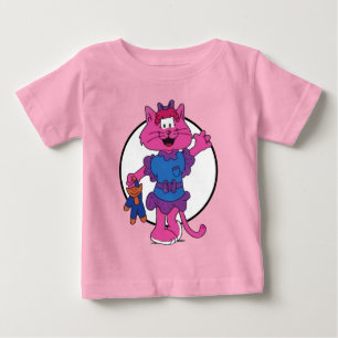 Camiseta Para Bebê MAMAMACANZ   Gato rosa com boneca