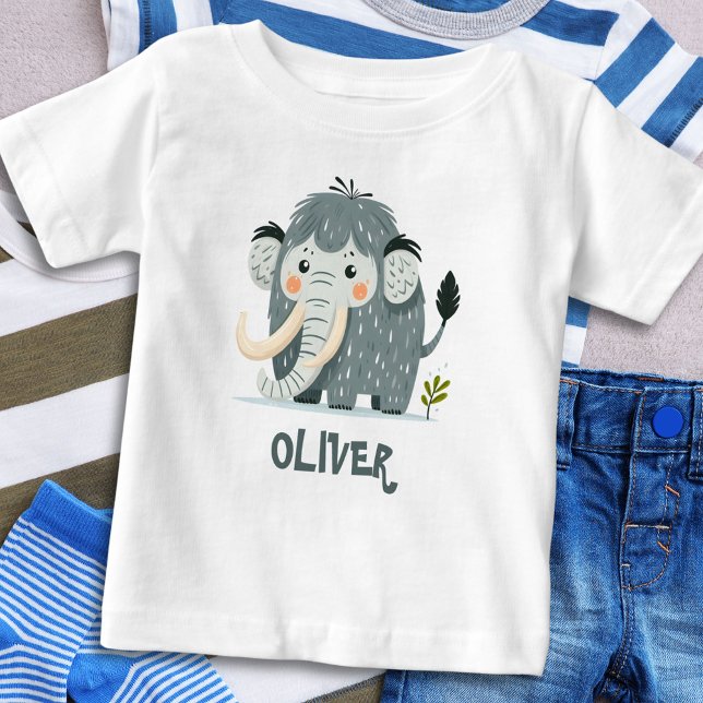 Camiseta Para Bebê Mamute Bonito Personalizado (Criador carregado)