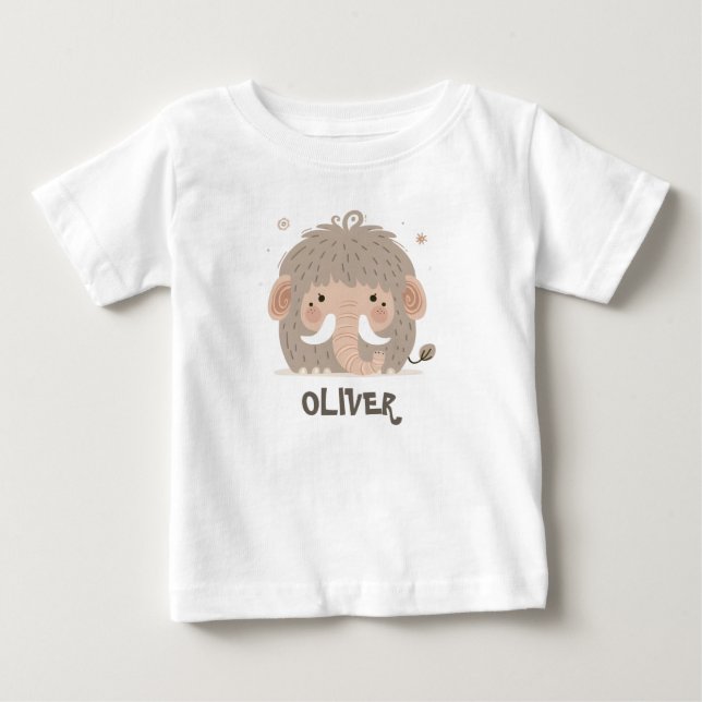 Camiseta Para Bebê Mamute Caprichoso Fofo (Frente)