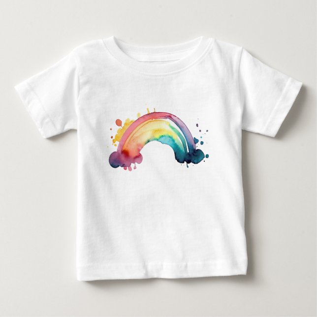 Camiseta Para Bebê Mancha do arco-íris (Frente)