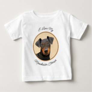 Camiseta Para Bebê Manchester Terrier Pintura Original