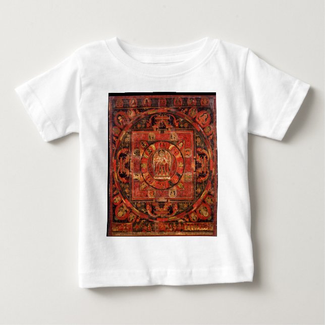 Camiseta Para Bebê Mandala budista da piedade (Frente)