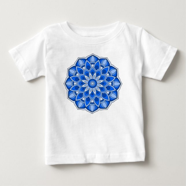 Camiseta Para Bebê Mandala em azul (Frente)
