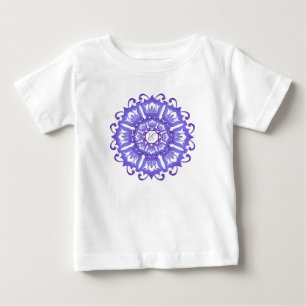 Camiseta Para Bebê Mandala étnica da cerceta. monograma