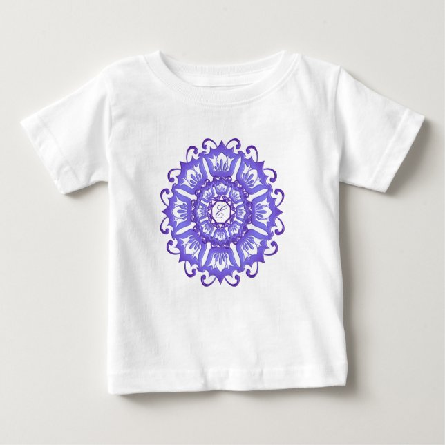 Camiseta Para Bebê Mandala étnica, monograma. (Frente)