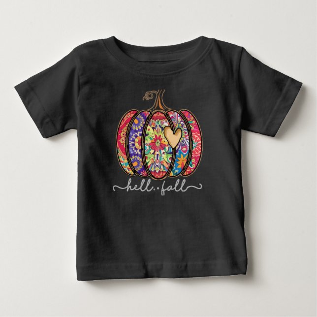 Camiseta Para Bebê Mandala Pumpkin Halloween (Frente)