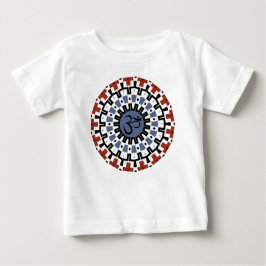 Camiseta Para Bebê Mandala Yoga Om Blue Rust Caleidoscópio