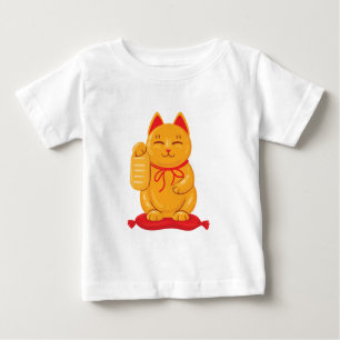 Camiseta Para Bebê Maneki Neko Dourado Cat, Símbolo de Riqueza