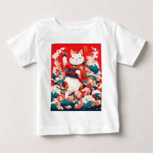 Camiseta Para Bebê Maneki-Neko, Gato Sortudo Japonês