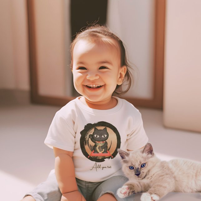 Camiseta Para Bebê Maneki Neko Lucky Poilue (Maneki Neko Lucky Poilue Baby T-Shirt)