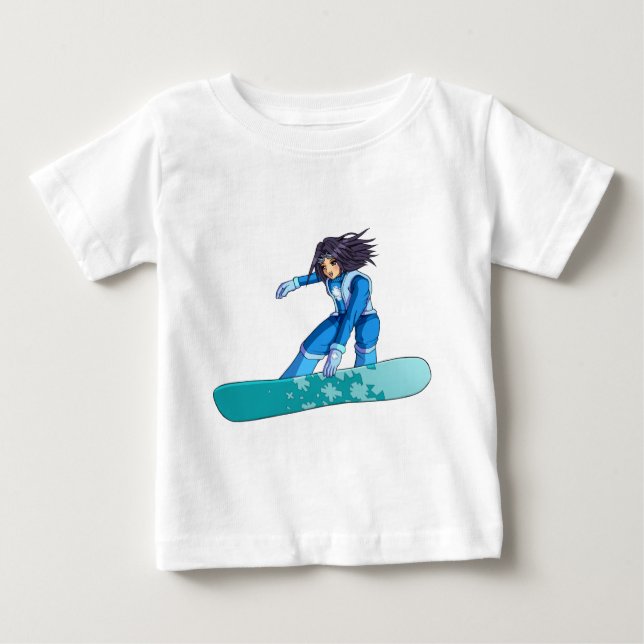 Camiseta Para Bebê Manga Snowboarder Girl (Frente)