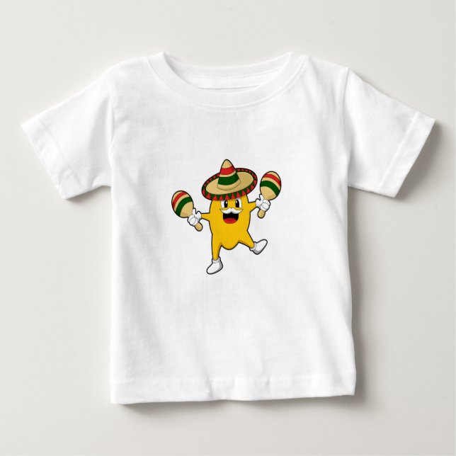 Camiseta Para Bebê Mango como músico com Maraca (Frente)
