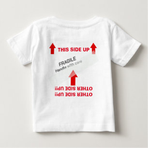 Camiseta Para Bebê Manipulação de bebês "ESTE LADO PARA CIMA" Humorís