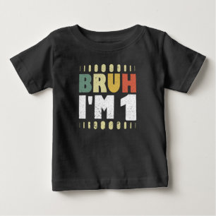 Camiseta Para Bebê Mano, eu tenho 1 aniversário de primeiro ano retrô
