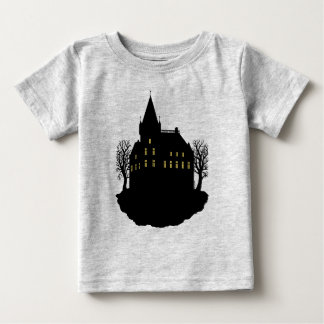Camiseta Para Bebê Mansão Assustadora em Silhueta