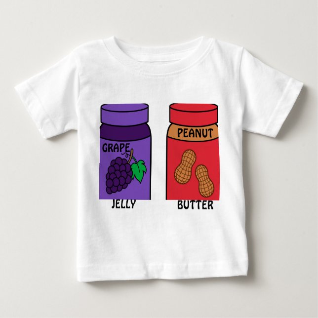 CAMISETA PARA BEBÊ MANTEIGA DE PEANUT E VESTIDO DE GELLY (Frente)