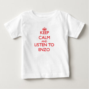 Camiseta Para Bebê Mantenha a calma e escute Enzo
