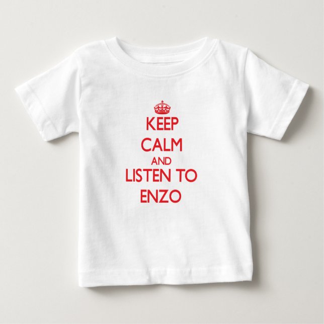 Camiseta Para Bebê Mantenha a calma e escute Enzo (Frente)