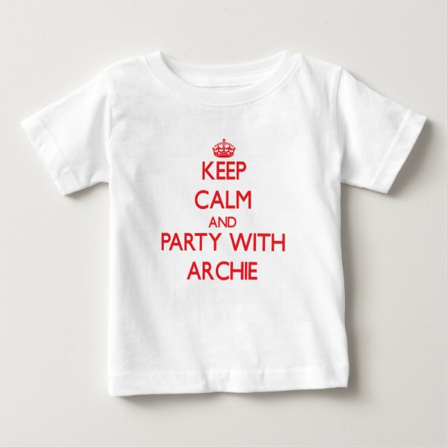 Camiseta Para Bebê Mantenha a calma e o partido com archie (Frente)