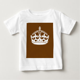 Camiseta Para Bebê Mantenha a Coroa Calma em Castanho