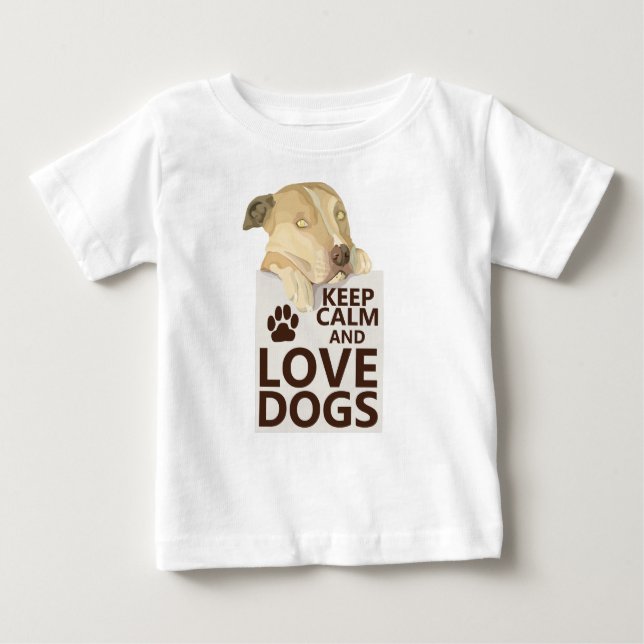 Camiseta Para Bebê Mantenha Calma e Ame Meu Grande Cachorro Foto (Frente)