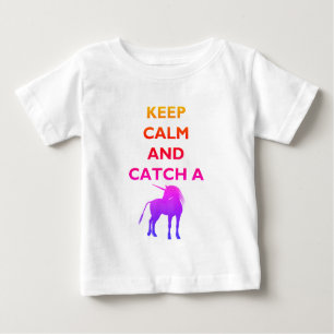 Camiseta Para Bebê Mantenha Calma e Colorida, Unicorn Baby Fine Jerse