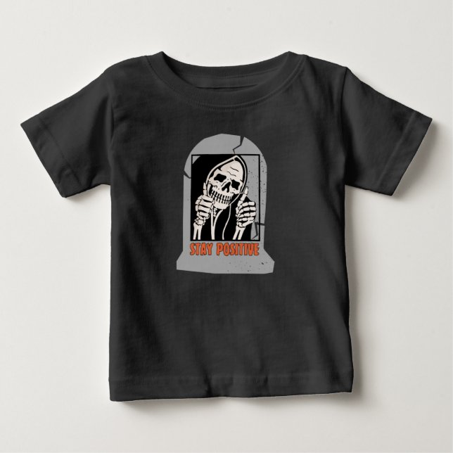 CAMISETA PARA BEBÊ MANTENHA ESQUELETO POSITIVO (Frente)