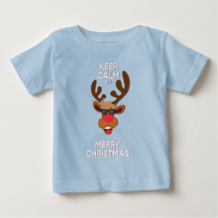 Camiseta Para Bebê Mantenha feriados da rena da calma e do Feliz
