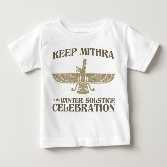 Camiseta Para Bebê Mantenha Mithra na celebração do solstício de (Frente)
