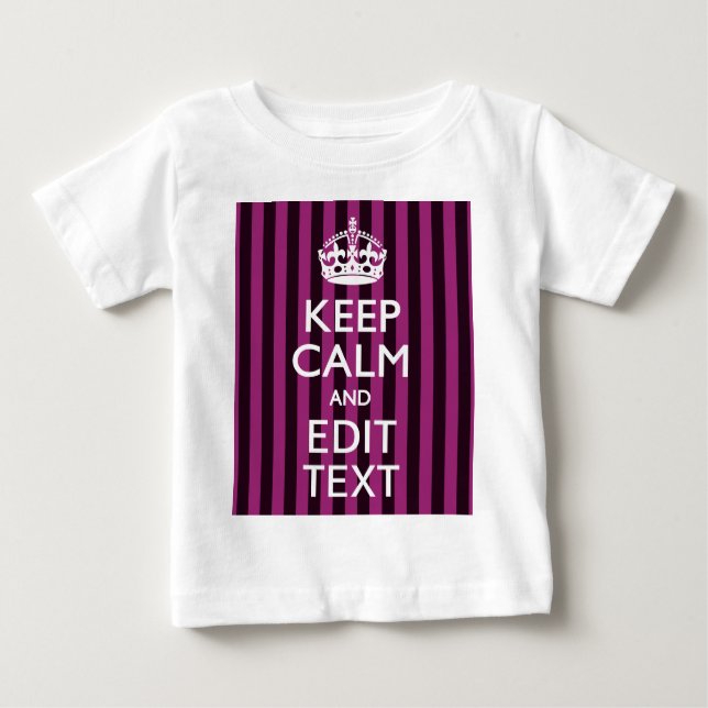 Camiseta Para Bebê Mantenha o CALM personalizado e o seu texto a rosa (Frente)
