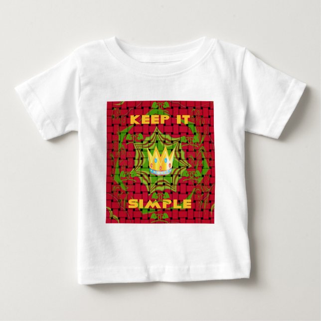 Camiseta Para Bebê Mantenha Simples: impressão Floral Vermelho De For (Frente)