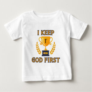 Camiseta Para Bebê Mantenho Deus Baseado Na Primeira Fé