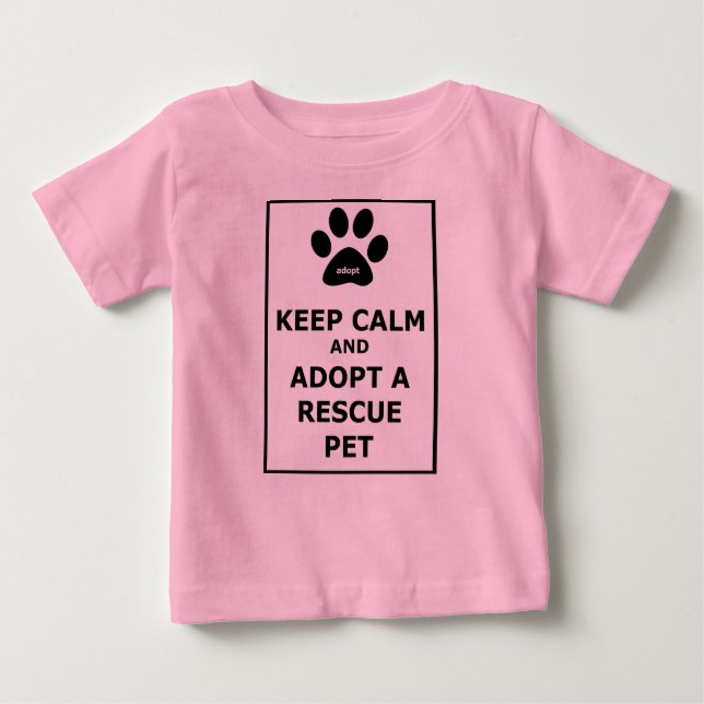Camiseta Para Bebê Manter Calmo e Adotar um Pet de Emergência (Frente)