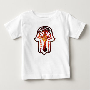 Camiseta Para Bebê Mão Celta Hamsa (Laranja/Vermelha)
