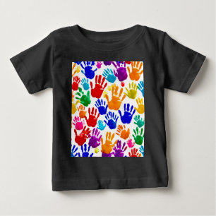 Camiseta Para Bebê Mão ColoridaImpressão