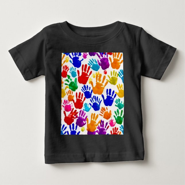 Camiseta Para Bebê Mão ColoridaImpressão (Frente)