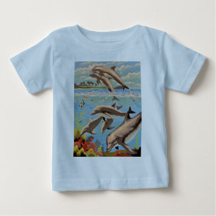Camiseta Para Bebê Mão Pintada Por Número Golfinhos Reproduzíveis