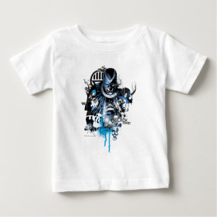 Camiseta Para Bebê Mão Preta - Colagem Azul