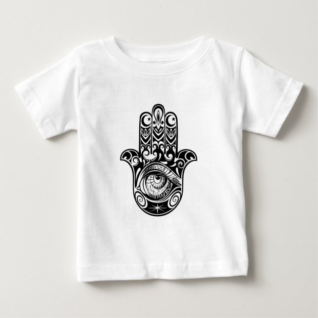 Camiseta Para Bebê Mão Zendoodle de Hamsa (Frente)